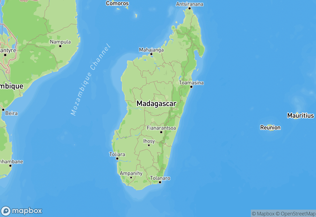 Extrait de carte du théâtre Madagascar : Grand Sud · SAVA · Analamanga · canal du Mozambique