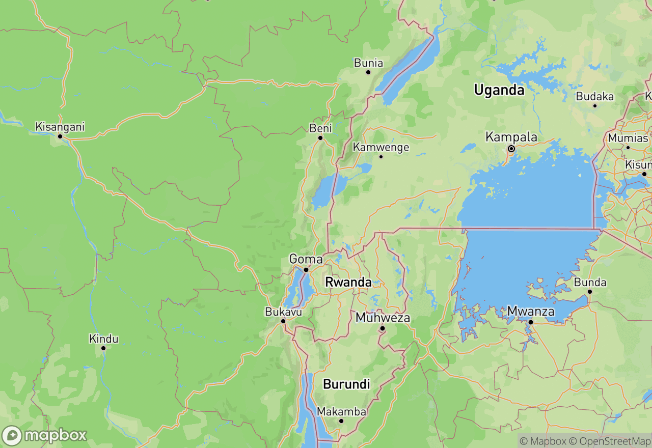 Extrait de carte du théâtre RDC, Grands Lacs : Nord-Kivu · Sud-Kivu · Ituri